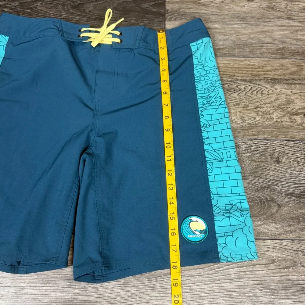 Decathlon Paris 2024 Olympic Boardshorts Turquoise Blue 32 Mens Swim Trunks SEO